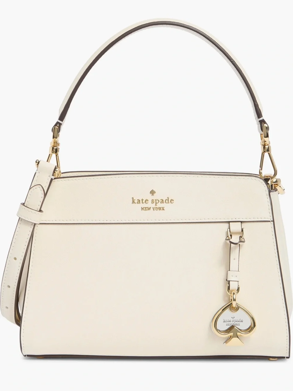 kate spade Cream Leather Top-Handle Satchel with Gold Charm